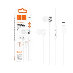 Hoco Wired Earphones M116 Benevolent with Microphone Type-C 1.2m White